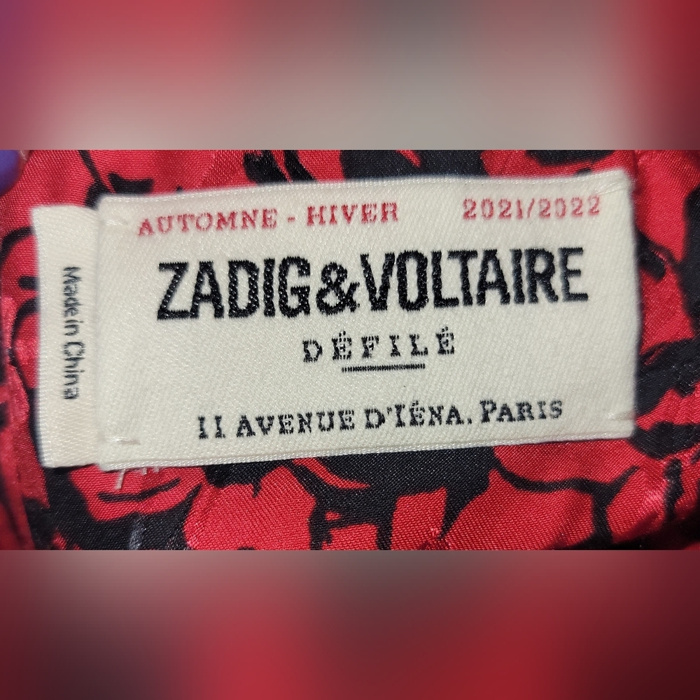Zadig & Voltaire Red &‎ Black Floral Silk Blend Asymmetrical Skirt Sz 40 Or US 8 - Picture 10 of 12